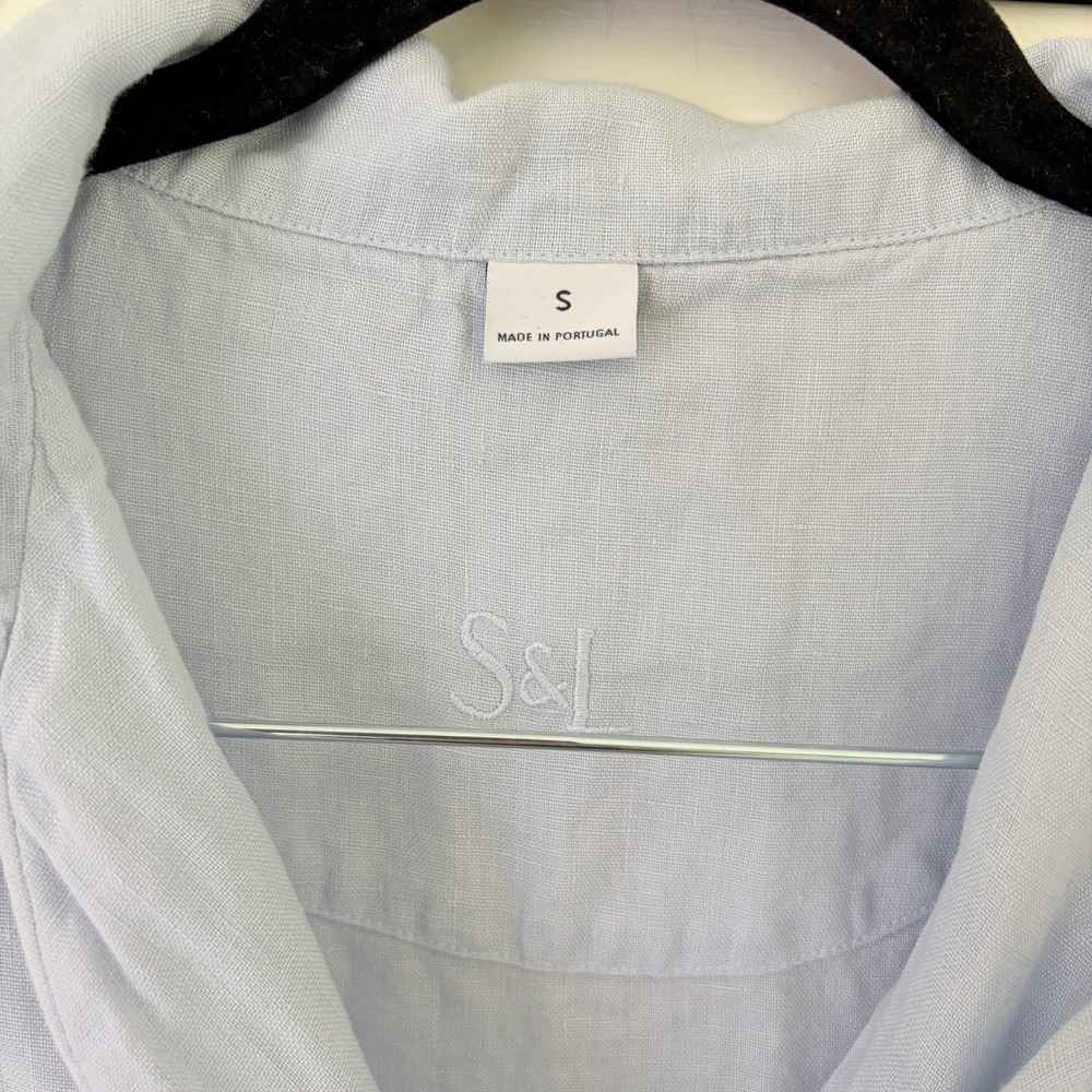 Serena & Lily Positano Linen Pajama Set Sky Blue Women's S Button Down - Picture 5 of 12